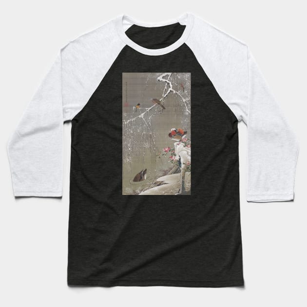 Ito Jakuchu: Mandarin Ducks in Snow (Setchu En-o-zu) Baseball T-Shirt by topower